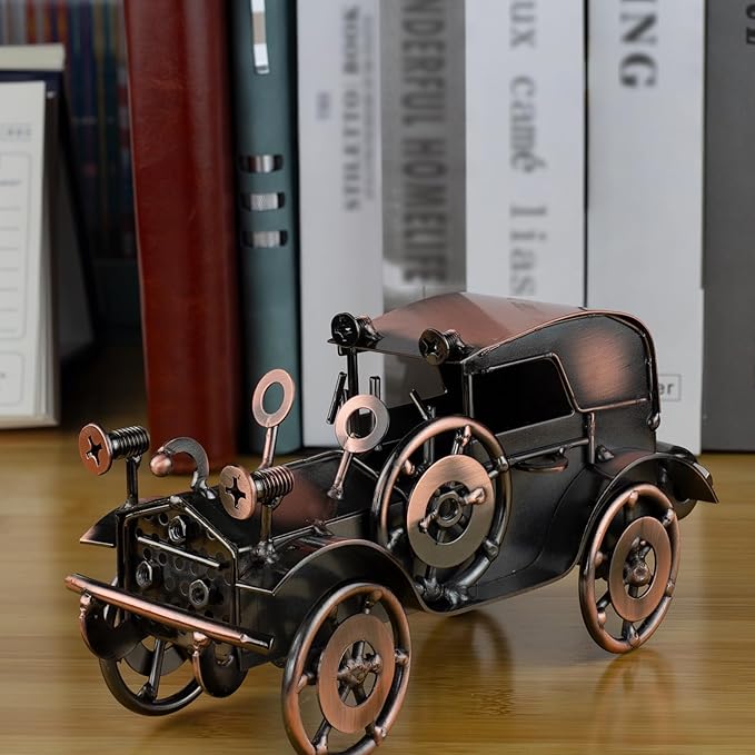 Classic Car Gifts for Men, Unique Cool Birthday Gift Ideas, Vintage Car Decor for Room, Home, Office, Man Cave, Garage, Antique Scrap Metal Model Car Ornaments (M-1)