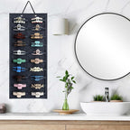 SMUK Claw Clip Organizer for Women, Hanging Mount Hair Clips Holder Organizer for Girls, Hair Bow Claw Clip Stand Storage for Wall, Door, Closet, Horizontal Dark Gray