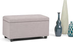 SIMPLIHOME Cosmopolitan Storage Ottoman - 34 inch Wide Upholstered Linen Look Fabric Rectangle Storage Ottoman Bench in Cloud Grey, Transitional Tufted Ottoman for Living Room with Lift-Up Lid