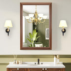 Bathroom Mirror for Over Sink,24x36Inch Thick Anti-Rust Wood Grain Metal Frame, Rectangle Decorative Wall Mirror with HD Tempered Glass, Horizontal or Vertical Mount for Vanity, Bathroom,Living Room