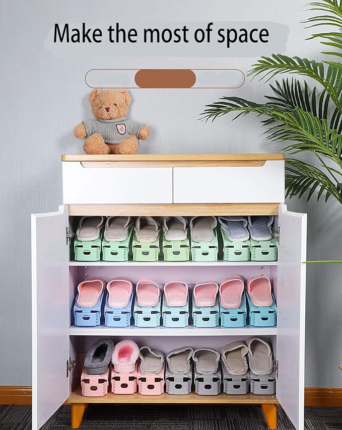Shoe Slots Organizer 36 Pack, Space Saver, Stakers for a Pair, Adjustable Double Layer Stack Rack, Spacing-saving Storage Holder for Closet Organization
