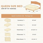 Sasttie Queen Comforter Set, 7-Piece Bed in a Bag, Pintuck Bedding Sets for All Season, Includes Comforter, Flat Sheet, Fitted Sheet, Pillowcases and Pillowshams, Lavender