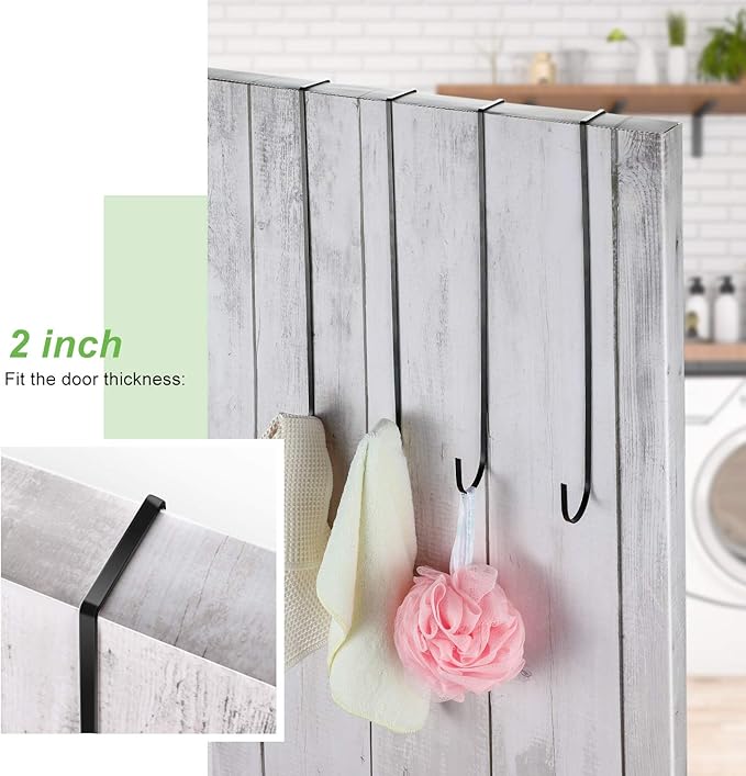 Hotop 15 Inch 6 Pcs Wreath Hangers for Front Door Over The Door Hanger Hooks Steel Wreath Doors Hangers Clothes Towel Hooks Holder for Christmas Halloween Front Decorations Welcome Sign(Black)