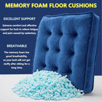 Floor Pillow Set of 2, Memory Foam Meditation Cushion, Floor Cushions for Adults Sitting, Large Square Seat Cushions for Yoga, Couch, Sofa, Kids, Living Room, 20x20 Inch (Navy Blue)