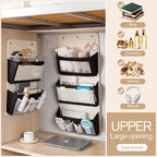 Over Door Storage Organizer, Multi-Pocket Hanging Organizer with Mesh Pockets, Wall Mount Storage Bags, Black and White (black + white, 2-Tier*2PACK)