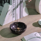 Koville Italian Natural Marble Incense Holder, 5inch Incense Holders for Sticks, Sturdy Incense Burner Ash Catcher, Ideal for Meditation, Relaxing, Easy to Clean(Nero Portoro)