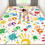 Colorful Kids Rug, Washable Handprints Area Rug for Kids Bedroom, Non-Slip Play Mat Ultra Soft Thick Indoor Plush Rug for Playroom Classroom Nursery Decor (9'2" X 6'7")