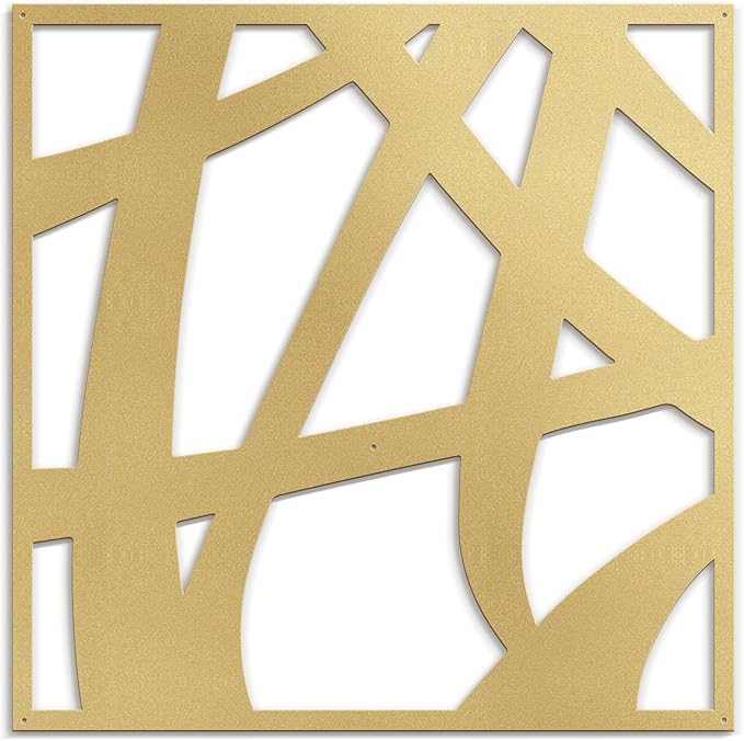 SIGNLEADER Metal Wall Art Decor Mid Century Abstract Lines Minimalist Modern Abstract Wall Sculpture Hangings Home Decoration for Living Room, Bedroom, Bathroom, Kitchen, Outdoor - 30" Gold