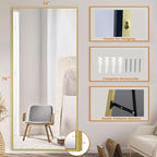 Full Length Mirror, 76"x34" Oversized Floor Mirror Free Standing, Gold Mirror Full Length with Tempered Glass, Large Full Body Mirror for Bedroom Living Room Home Gym