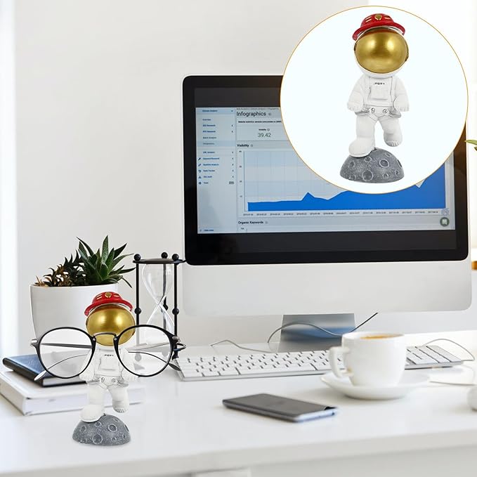 Astronaut Eyeglasses Stand Glasses Holder Storage Rack Space-Themed Home Ornament Desktop Display Organizer for Glasses Storage