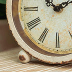 NIKKY HOME Vintage Table Clock, Metal Desk Clocks Retro Non-Ticking Clock Antique Non-Alarm Desk Clocks for Bedroom Living Room Indoor for Home Decor