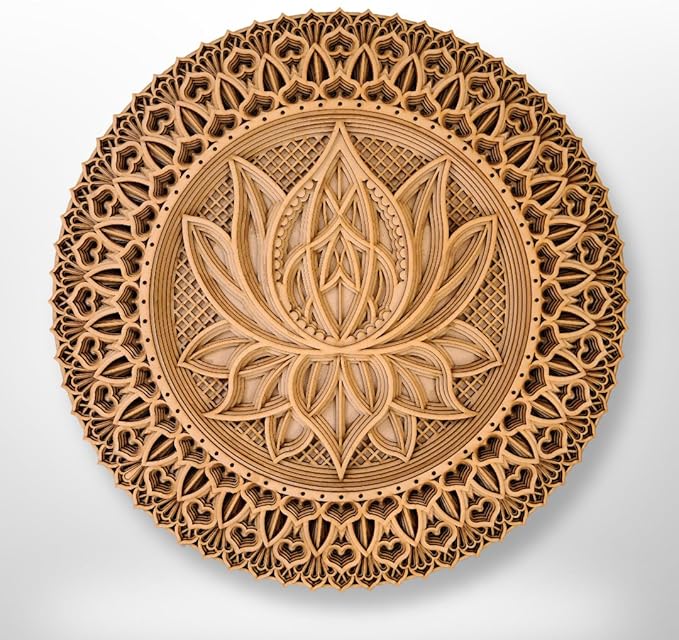 Multilayer Wooden Mandala Wall Art | Handcrafted 8-Layered Bohemian Hanging Decoration for Home, Bedroom, Living Room, Meditation & Spiritual Spaces | Classic Wooden Mandala Wall Hanging Decor