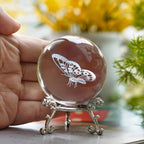 HDCRYSTALGIFTS 3D Laser Butterfly Crystal Ball Paperweight Glass Sphere Figurines Decorative Balls Gift (60mm)