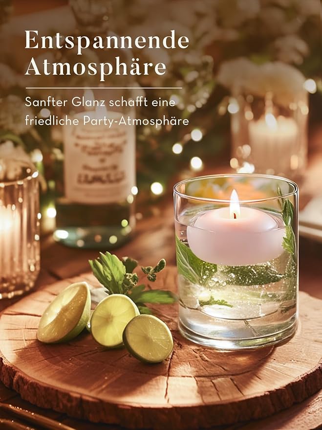 White Floating Candles 2 inch, 24 Pack Floating Candles 5-6 Hours Long Burning, Unscented Floating Candle for Centerpieces, Wedding, Christmas Lights, Romantic Night for Her/Him Set