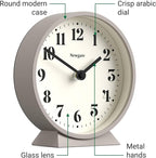 NEWGATE® Theatre Mantel Clock | Modern Classic Round Design | Stone | Contemporary Style for Desk, Table, Shelf or Bedside