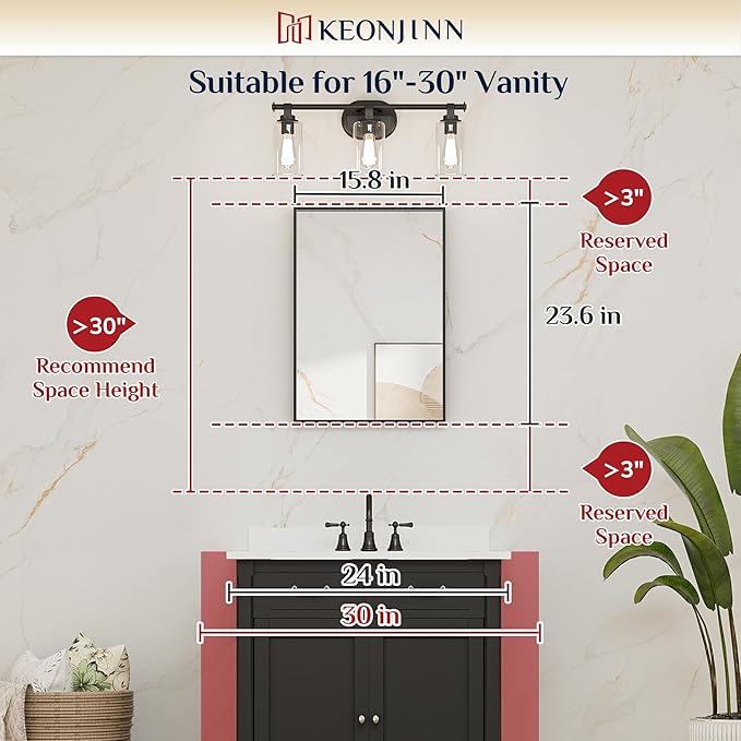 Keonjinn 16 x 24 Inch Gold Bathroom Mirror for Over Sink Brushed Gold Rectangle Wall Mounted Mirror Metal Frame Modern Farmhouse Mirror with Square Corner Framed Mirror(Horizontal/Vertical)