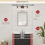 Keonjinn 16 x 24 Inch Gold Bathroom Mirror for Over Sink Brushed Gold Rectangle Wall Mounted Mirror Metal Frame Modern Farmhouse Mirror with Square Corner Framed Mirror(Horizontal/Vertical)