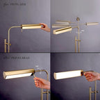 O'Bright Cedric Adjustable Pharmacy Floor Lamp - Industrial Design for Reading, Crafting, Work - 10W LED, Height 45-61 inches - Ideal for Living Room, Bedside, Office - Antique Brass (Gold)