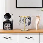 Sunglass Organizer Stand with Storage Tray, Gold Eyeglass Holder Rack for Desk, Home and Office Display, Metal Sunglass Rack Holder for Desktop Eyewear Storage