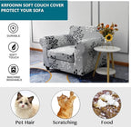 KRFOONN 2 Piece Chair Covers Printed Sofa Covers Couch Covers Washable Armchair Sofa Couch Slipcover Furniture Protector with Elastic Bottom for Living Room (Armchair, 02), Small
