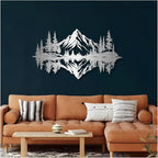 Metal Mountain Wall Art, Pine Trees And Hills Metal Decor, Mountain And Forest Metal Wall Decor, Horizontal Metal Wall Sculpture, Large Nature Wall Art(Black,35x20in/90x50cm)