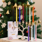 24 Colored Taper Candles, 7-8 Hours Burn Time, Unscented, Smokeless and Dripless, 0.75 x 10 Inch Dinner Candle Set for Household, Wedding, Party and Home Décor Candlesticks