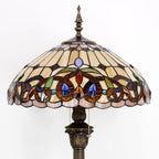 WERFACTORY Tiffany Floor Lamp Serenity Victorian Stained Glass Standing Reading Light 16X16X64 Inches Antique Pole Corner Lamp Decor Bedroom Living Room Home Office S021 Series