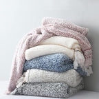 Ultra Soft Fleece Sherpa Blanket Queen Size,Lightweight Cozy Boho Bed Blanket with Decorative Tassel, Pattern Reversible, 2 Tones Ombre Light Brown, 90”x90”