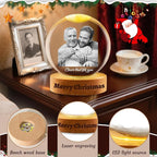 Custom Snow Globes with Photo Name Christmas Snow Globes with Light-Up Base Personalized Engraving Crystal Snowglobe Gifts for Family Women Men Kids Xmas Gift (Snow Globe)