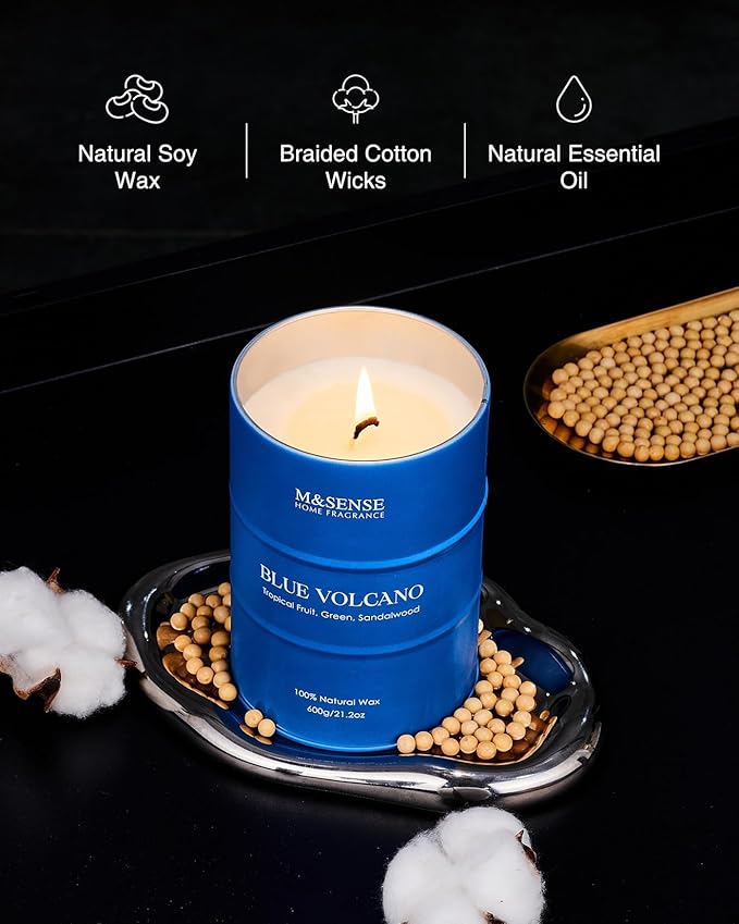 M&SENSE Tropical Fruit Soy Scented Candles Natural Non Toxic, Large Summer Candles 21.2oz 120 Hours Long Lasting Burning, Unique Candle Gifts Cozy Room Decor for Women Men