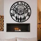 Personalized Dream Catcher Metal Wall Art - Custom Name Iron Sign for Home Decor, 8-30 Inch Black (Style K)