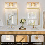 SineRise 3-Light Gold Vanity Light with 3 Color Modes (3000K/4000K/6000K), Eye Protection LED Bathroom Light Fixture, Dimmable Modern Wall Light Over Mirror with Clear Glass Shade