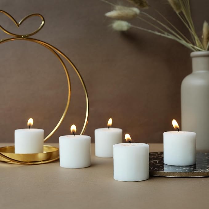 Welburn Veda&Co™ Votive Candles - Pack of 144, Upto 12 Hours Burn Time, 100% Fully Refined Paraffin Wax, Smokeless, Unscented, for Home Decor, Spa, Weddings, Birthdays, Holidays, Party (White)