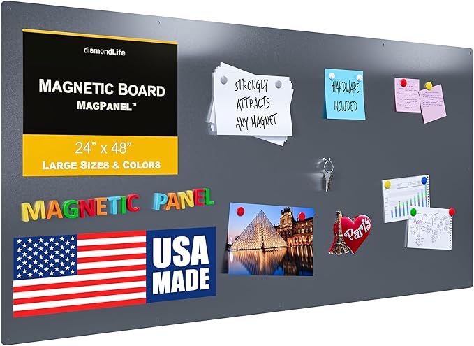24"x48" - Magnetic Board - Memo & Vision Board for Home, Office, and Classroom - Magnet Board for Kids - Pre-drilled Mounting Screws Included