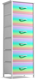 Sorbus Kids Dresser with 6 Drawers - Storage Chest Organizer Nightstand - Steel Frame, Wood Top, Tie-Dye Fabric Bins for Clothes - Wide Furniture for Bedroom, Hallway, Nursery, Closet, & Apartment