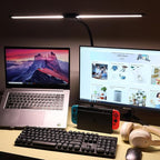 LED Desk Lamp with Two Heads, Clamp On Desk Lamps, 12W, 2000 LMS, CRI>90, 5 Color Modes (2700K-6500K), Various Brightness Levels, Adapter Included