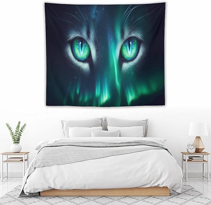VUMIVI Cat Eye Galaxy Tapestry Mystical Northern Lights Starry Sky Abstract Aurora Art Magical Fantasy Decor Tapestry Wall Hanging for Living Room Bedroom Dorm Classroom Aesthetic Decor W60xL50in
