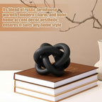 3 Link Wood Knot Decor Rustic Home Décor Accents Hand Carved Coffee Table Decoration, Boho Chain Link Decoration, Modern Shelf, Rustic Objects for Home Living Room Bedroom(Black)