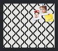 PinPix 15x13 Inch Cork Bulletin Board. This Decorative Framed Pin Board Comes with Black and White Waves Design and a Satin Black Frame. Ideal for Home Office Decor or Message Board (PinPix-194)