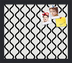 PinPix 15x13 Inch Cork Bulletin Board. This Decorative Framed Pin Board Comes with Black and White Waves Design and a Satin Black Frame. Ideal for Home Office Decor or Message Board (PinPix-194)