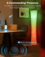 LEONC RGB+CCT Floor Lamp with Remote, 1800lm LED Tuya Smart 9W×2 Bulbs, 65" Smart Modern Floor Lamp with Alexa, Music Sync and 16 Million Colors, Color Changing Standing Lamp for Bedroom Living Room