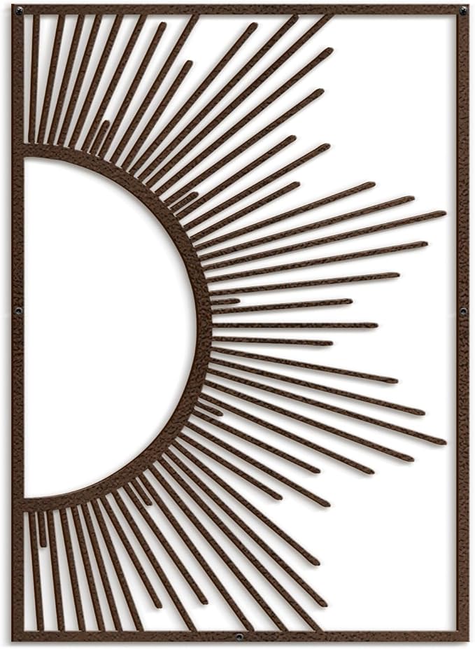 SIGNLEADER Metal Wall Art Decor Shining Sun Minimalist Modern Abstract Wall Sculpture Hangings Home Decoration for Living Room, Bedroom, Bathroom, Kitchen, Outdoor - 30" Bronze