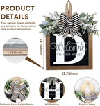 Ultra Large 14'' Last Name All Year Round Front Door Wreath with 26 Initial Letter Welcome Sign All Seasons Eucalyptus Garland and Bow Wreaths for Front Door Porch Farmhouse Decoration (D)