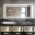 77"x36" Large LED Bathroom Mirror with Front Lit and Backlit, Anti-Fog Lighted Mirror for Wall, Stepless 3 Colors Dimmable Smart Vanity Mirror(Horizontal/Vertical)