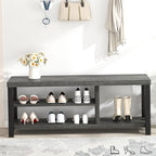 EXCEFUR Industrial Entryway Bench, Rustic Indoor Shoe Boot Storage Bench Seat for Living Room, Grey