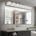 SOLFART 52inch Vanity Lights Fixtures - 8 Lights LED Modern Acrylic Brushed Nickel Vanity Lights Bathroom Wall Lighting Over Mirror