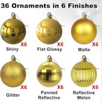Gold 1.6" Small Christmas Balls Christmas Tree Decoration Ornaments Shatterproof Hanging Balls for Birthday Halloween Holiday Wedding Decorations Set of 36pcs