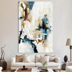 Canvas Wall Art Abstract Large Wall Decor Living Room Framed Pictures for Bedroom Yellow Teal Artwork for Walls Home Decor