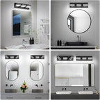 Modern LED Small Bathroom Lights Fixtures(3-Light),Metal Black Acrylic Wall Lighting,Vanity Lights for Bathroom Over Mirror(6000K 16in)