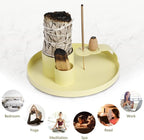 Multifunction Incense Holder, Sage Burner Holder, Palo Santo Holder Burner, 5.47" Ash Catch Tray, Smudge Stick Holder with Handle for Incense Sticks Incense Cone Candle, Yoga Meditation and Room Decor